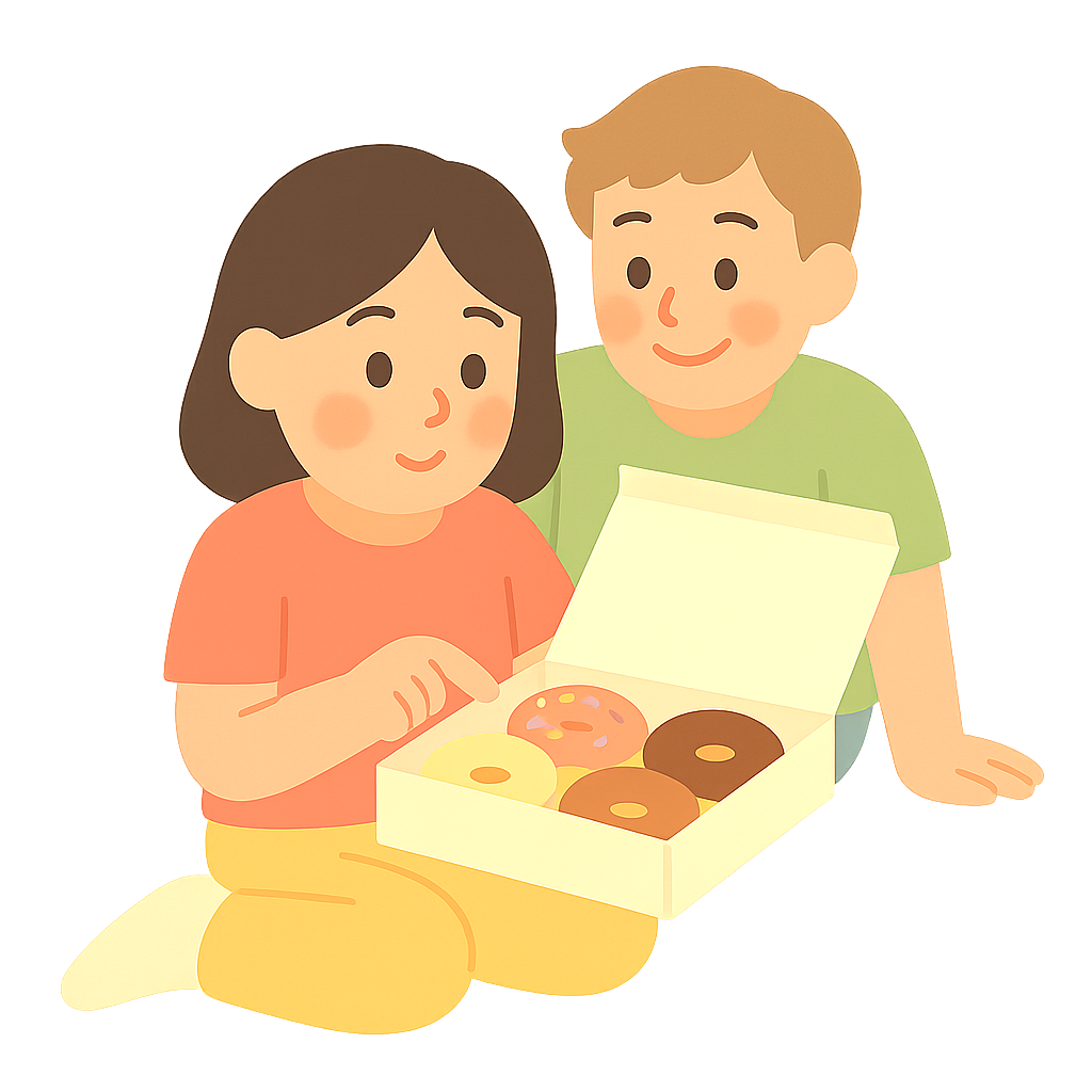 도넛상자를 여는 모습