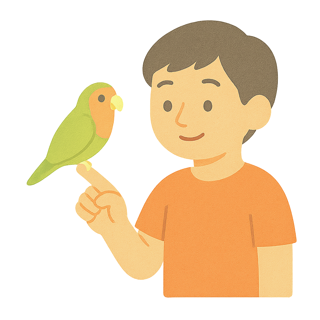 앵무새를 손가락에 올려놓기