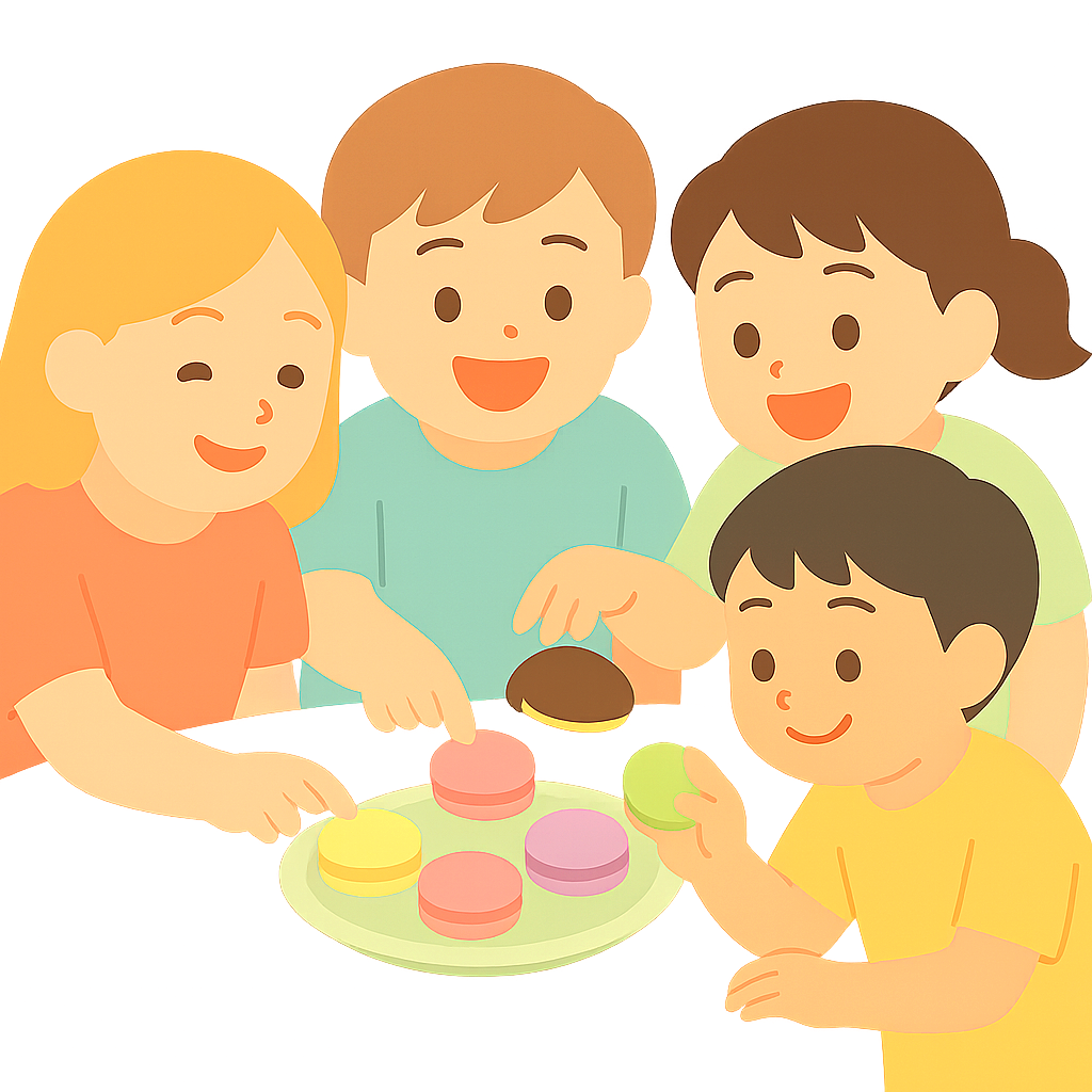 마카롱을 먹는 아이들