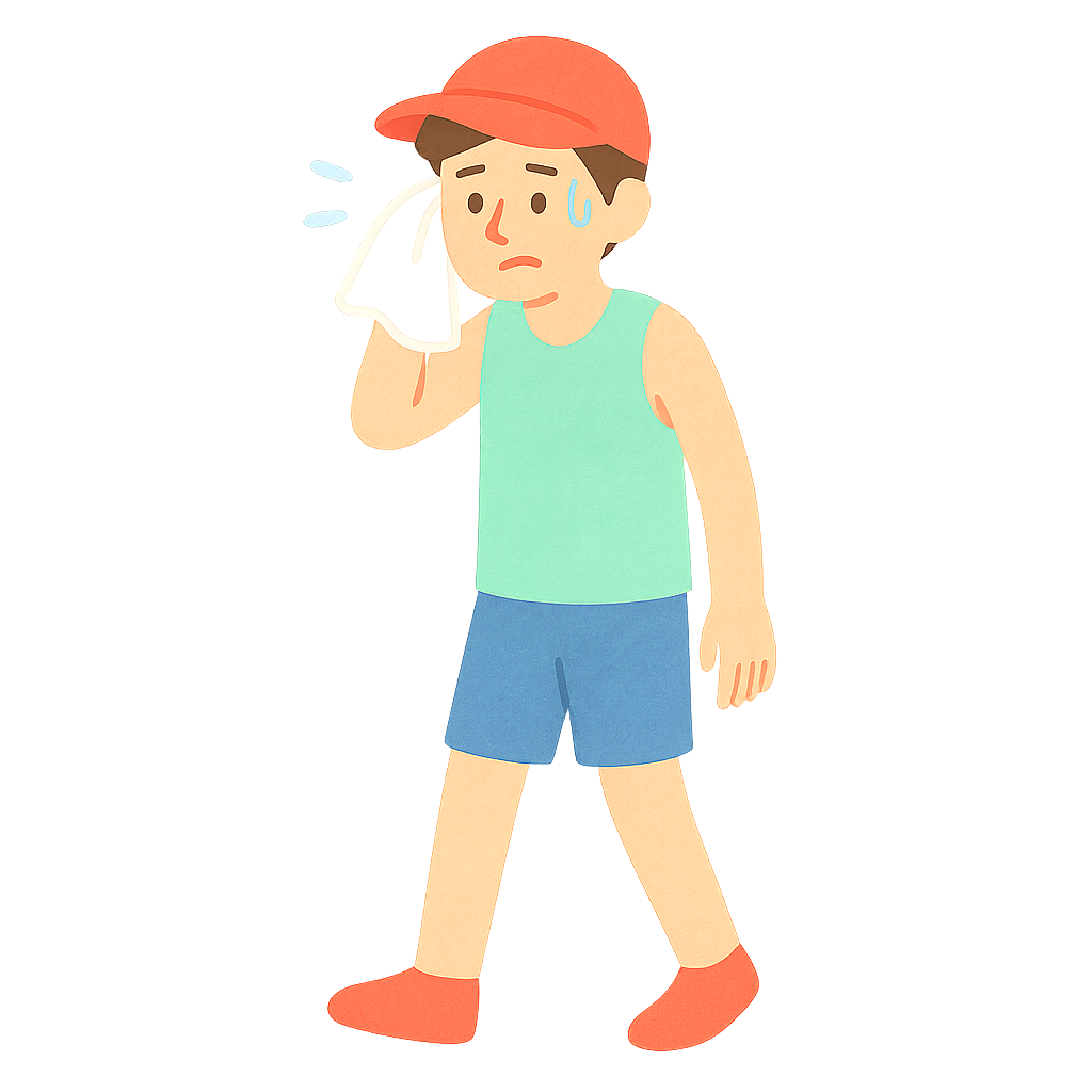 민소매티셔츠입고 땀닦는모습