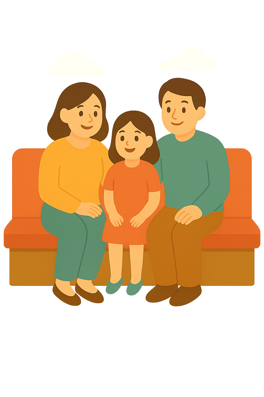 가족이 같이 앉아 있는모습