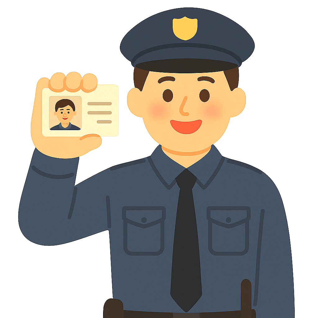 경찰이 신분증을 보여주는모습