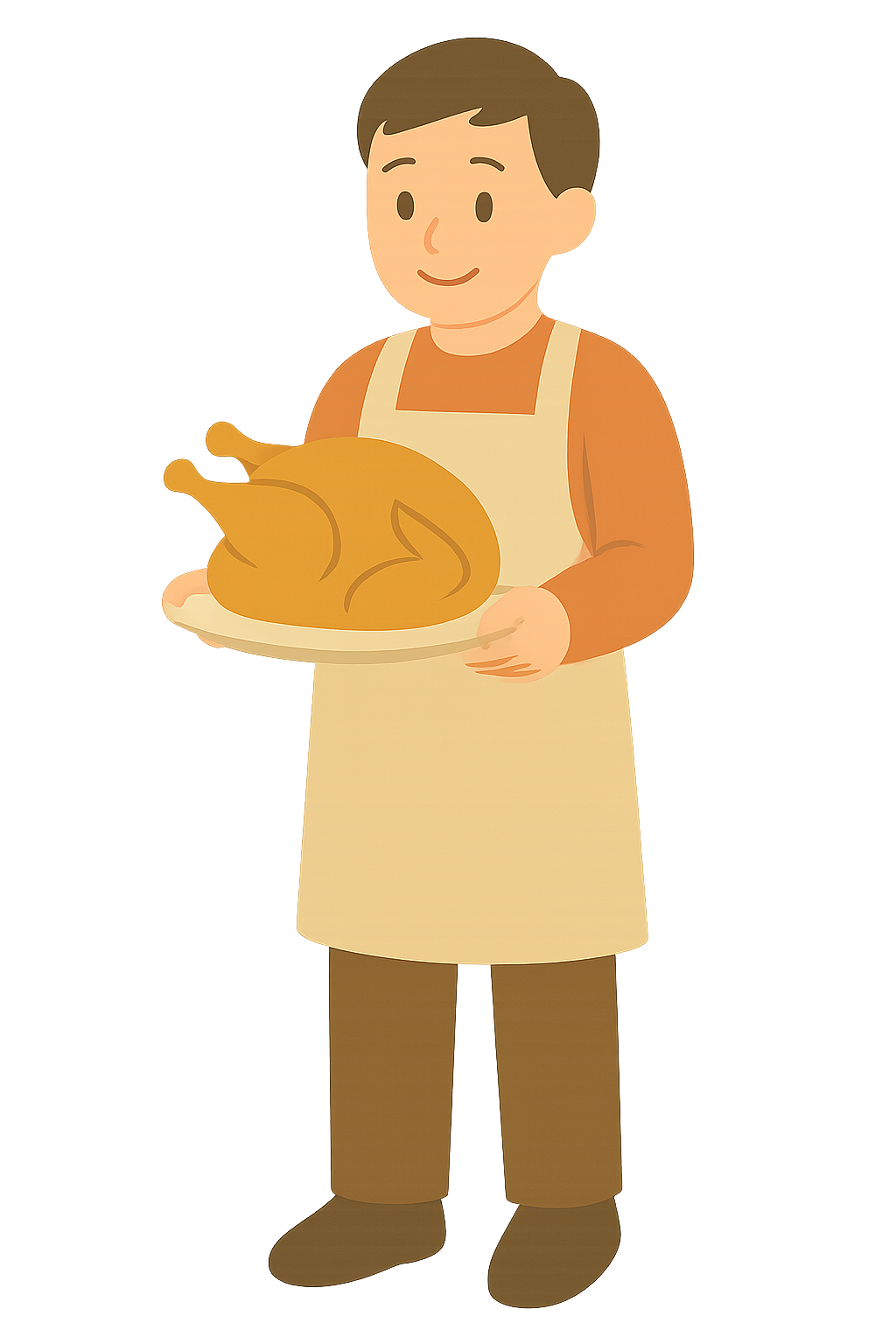 쟁반에 치킨들고있는 모습