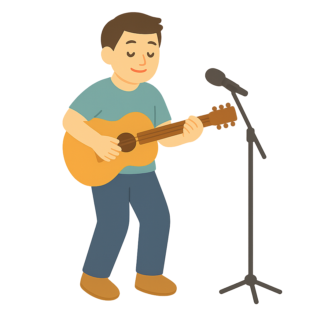 기타를 연주하는 밴드멤버