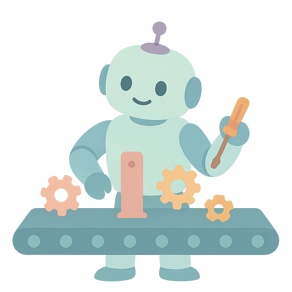 공장에서 부품조립중인 로봇