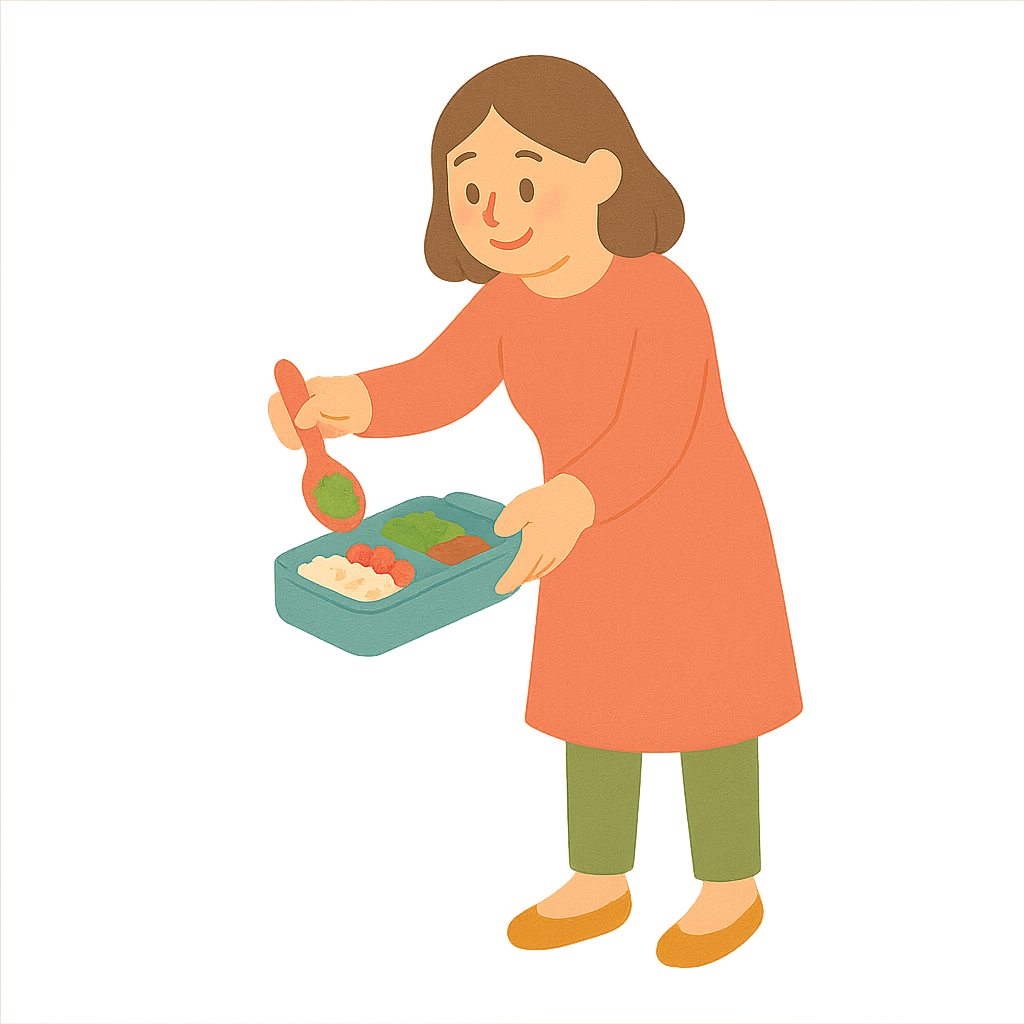 도시락반찬 채우는 모습