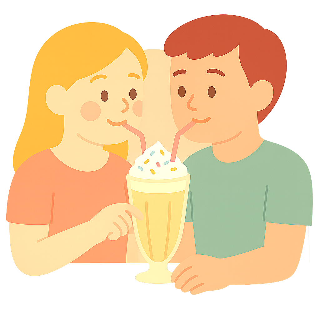 밀크쉐이크 나눠마시는 커플