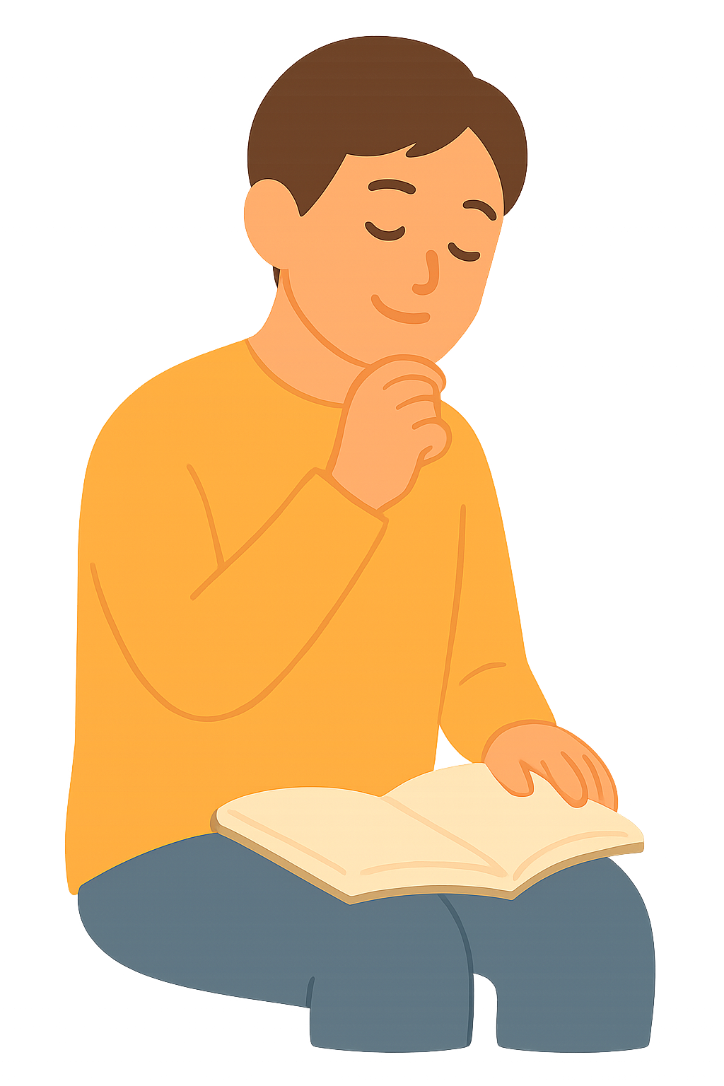 독서하며 고개를 끄덕이는 모습