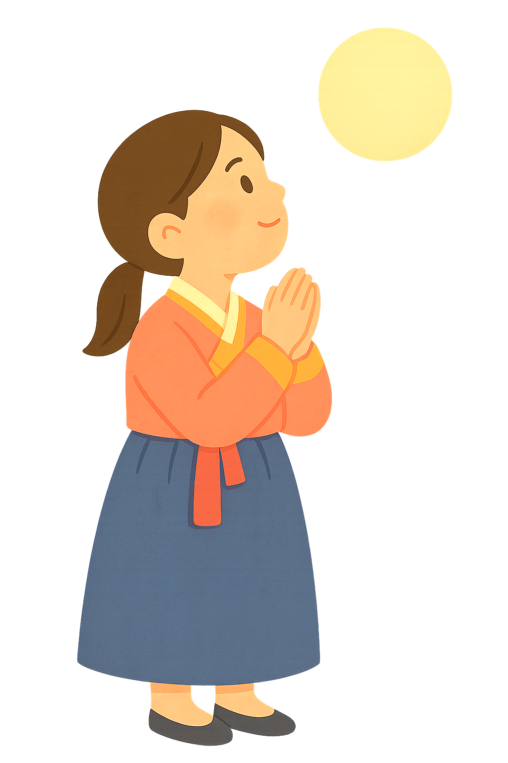 달을 보며 소원비는 모습