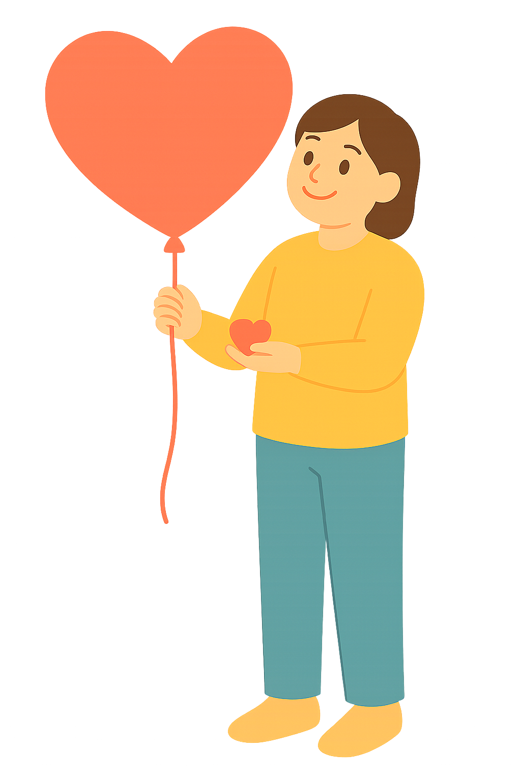 하트풍선을 들고있는 모습