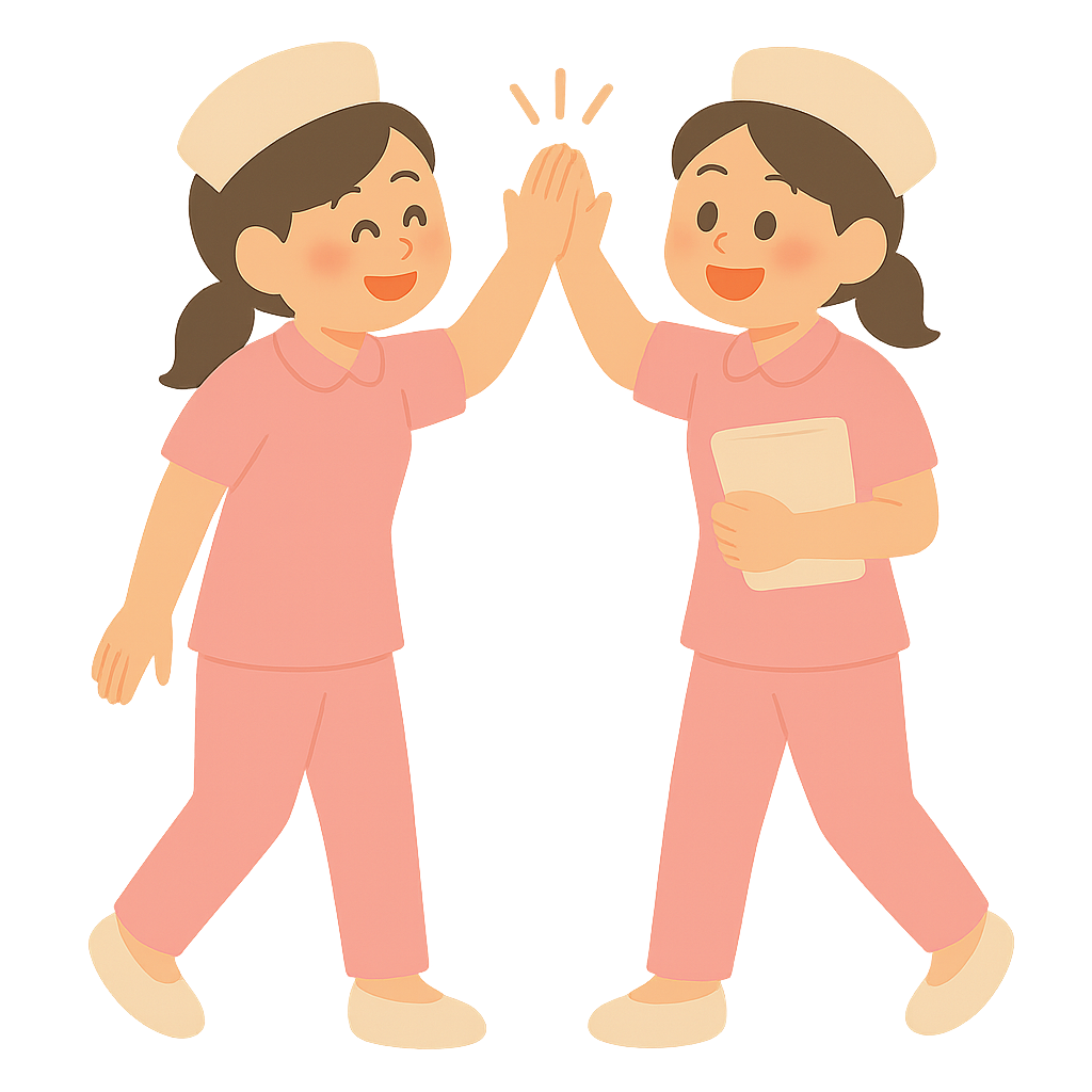 하이파이브하는 동료간호사