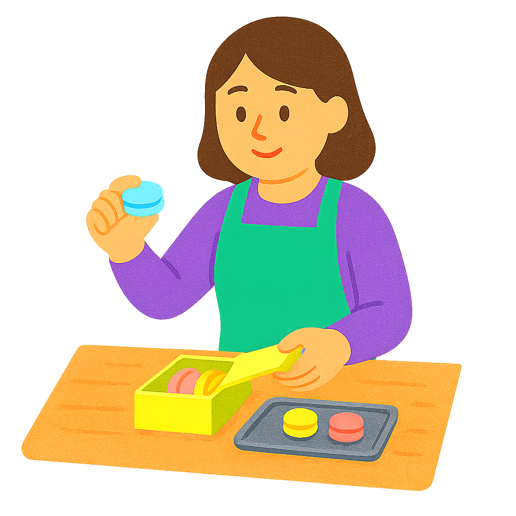 마카롱을 포장하는 장면