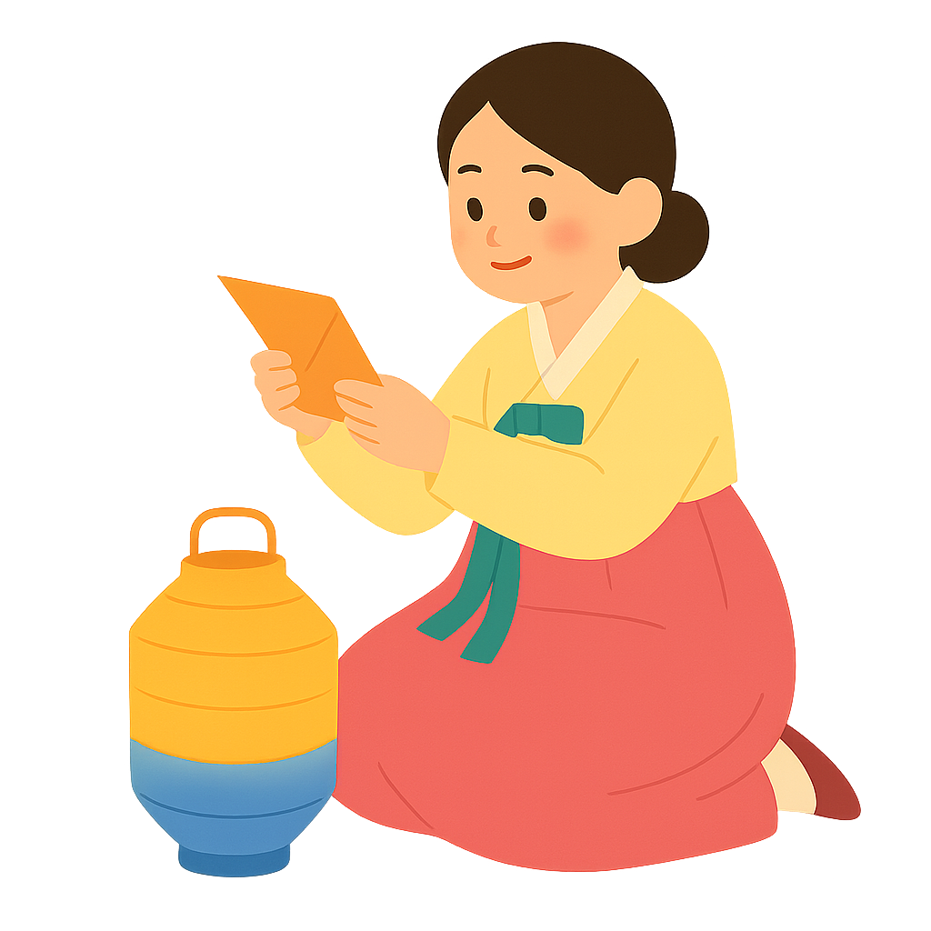 한지로 등불 만드는 장면