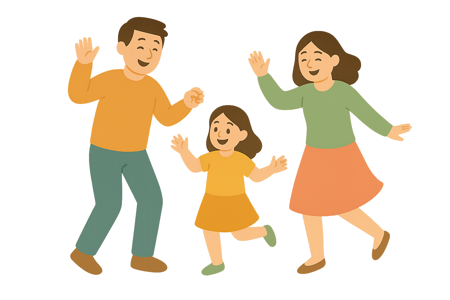 집에서 함께 춤추는 가족들