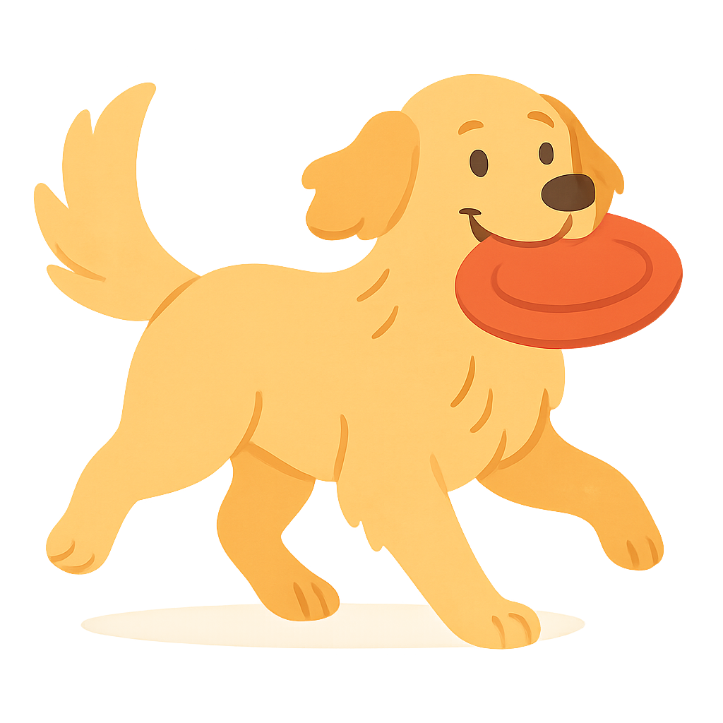 골든 리트리버가 프리스비를 입으로물기