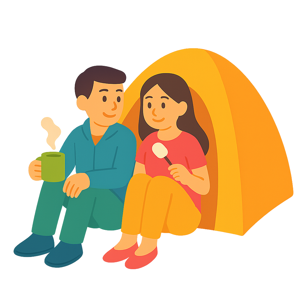 캠핑하는 커플