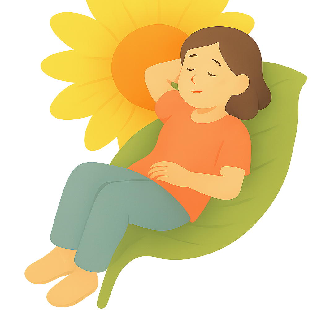 잎 위에 누워 쉬는 모습