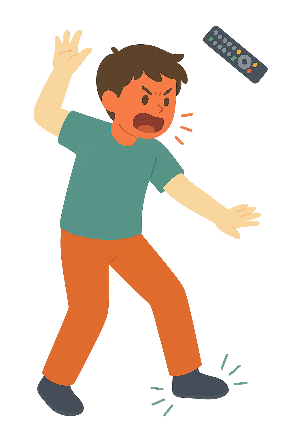 리모컨을 던지며 짜증내는모습