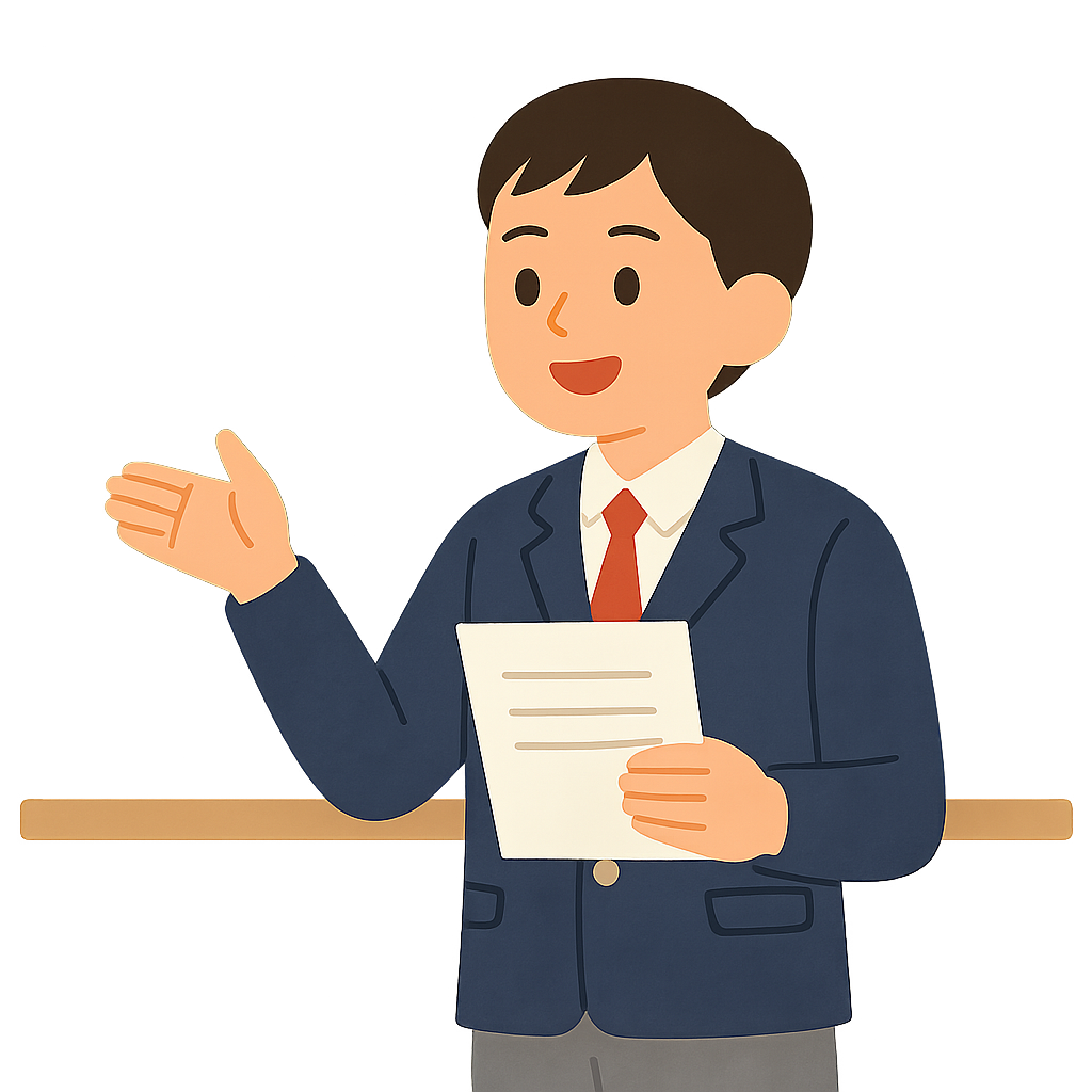 교실에서 발표하는 모습