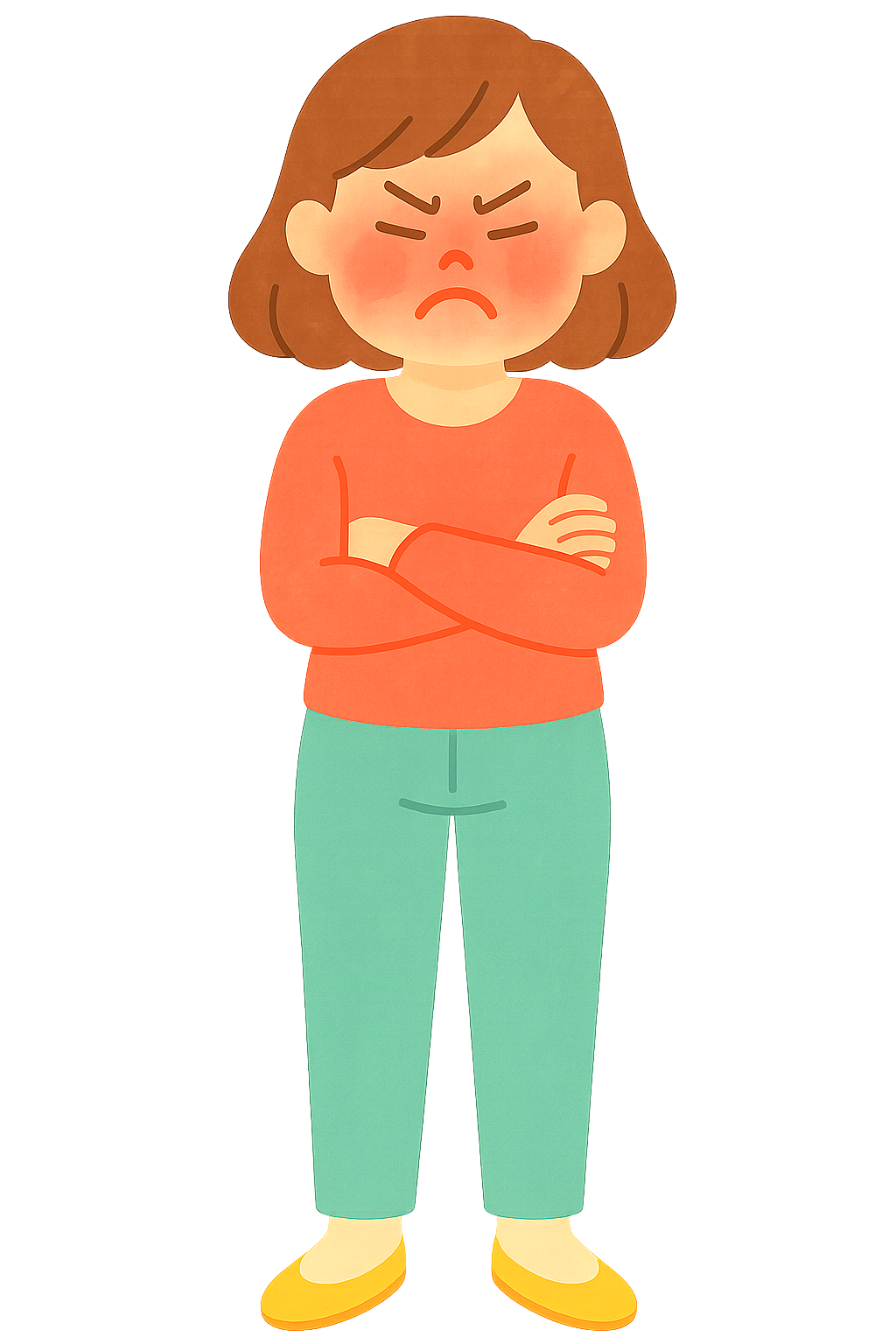 얼굴이 빨개져 화를 참는모습