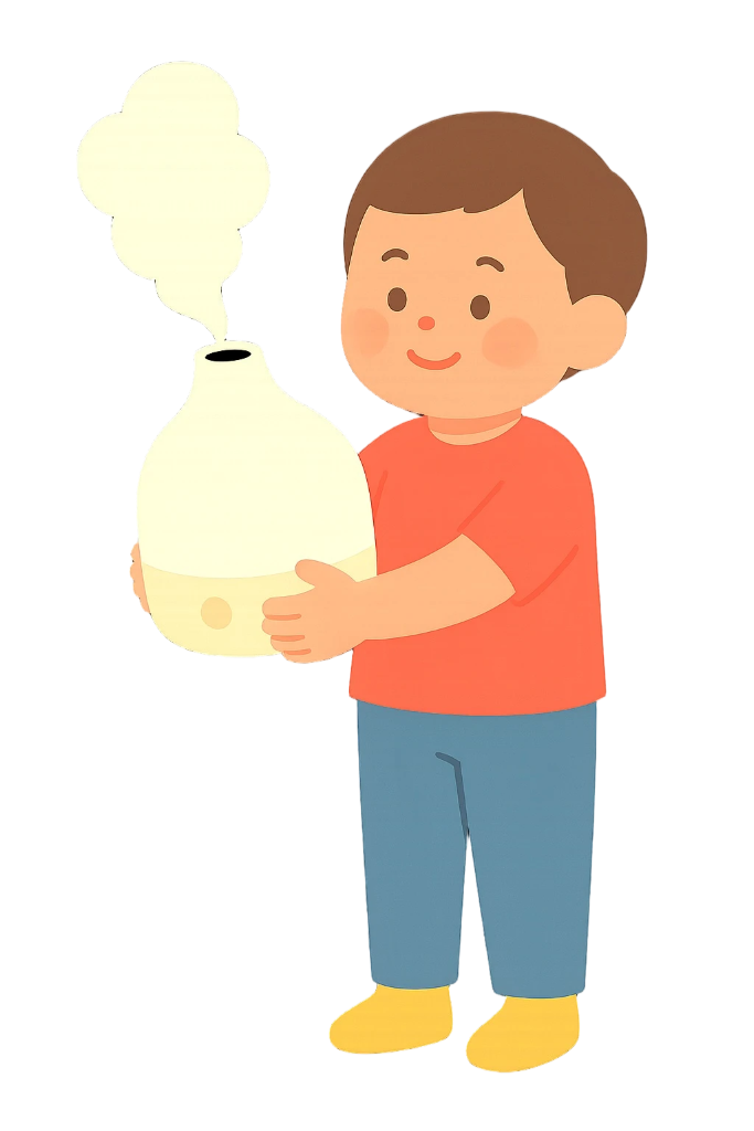 가습기 들고있는 아이