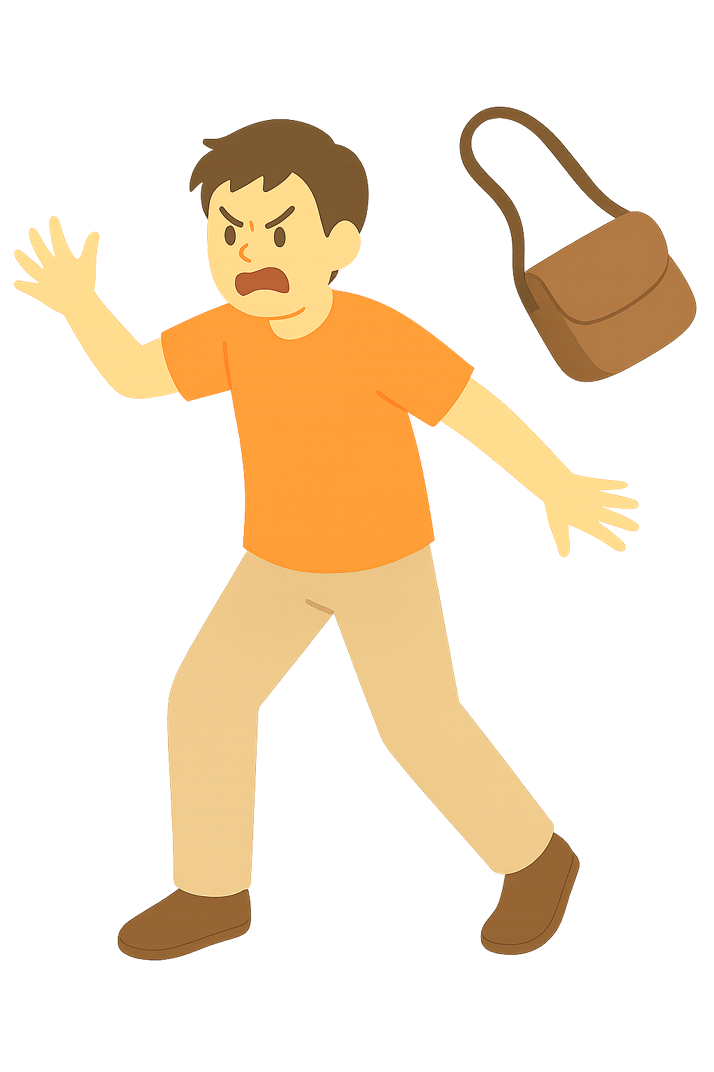 가방을 던지며 화내는 사람