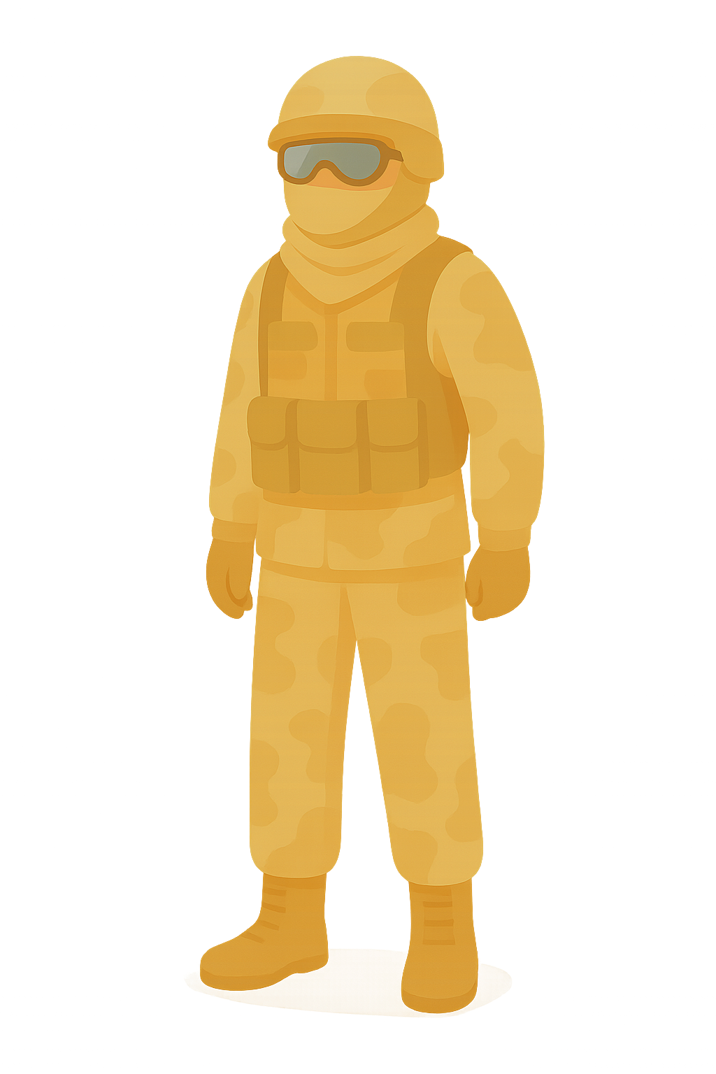 고글과 스카프착용한 사막군인