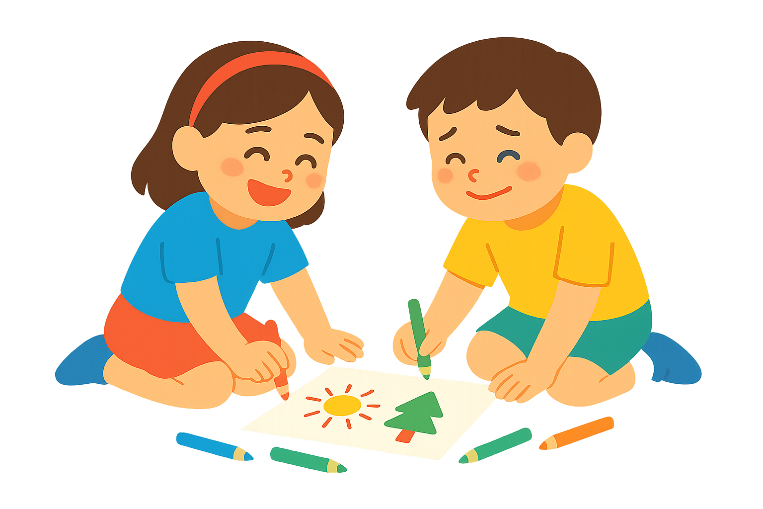 친구랑 그림그리는 모습