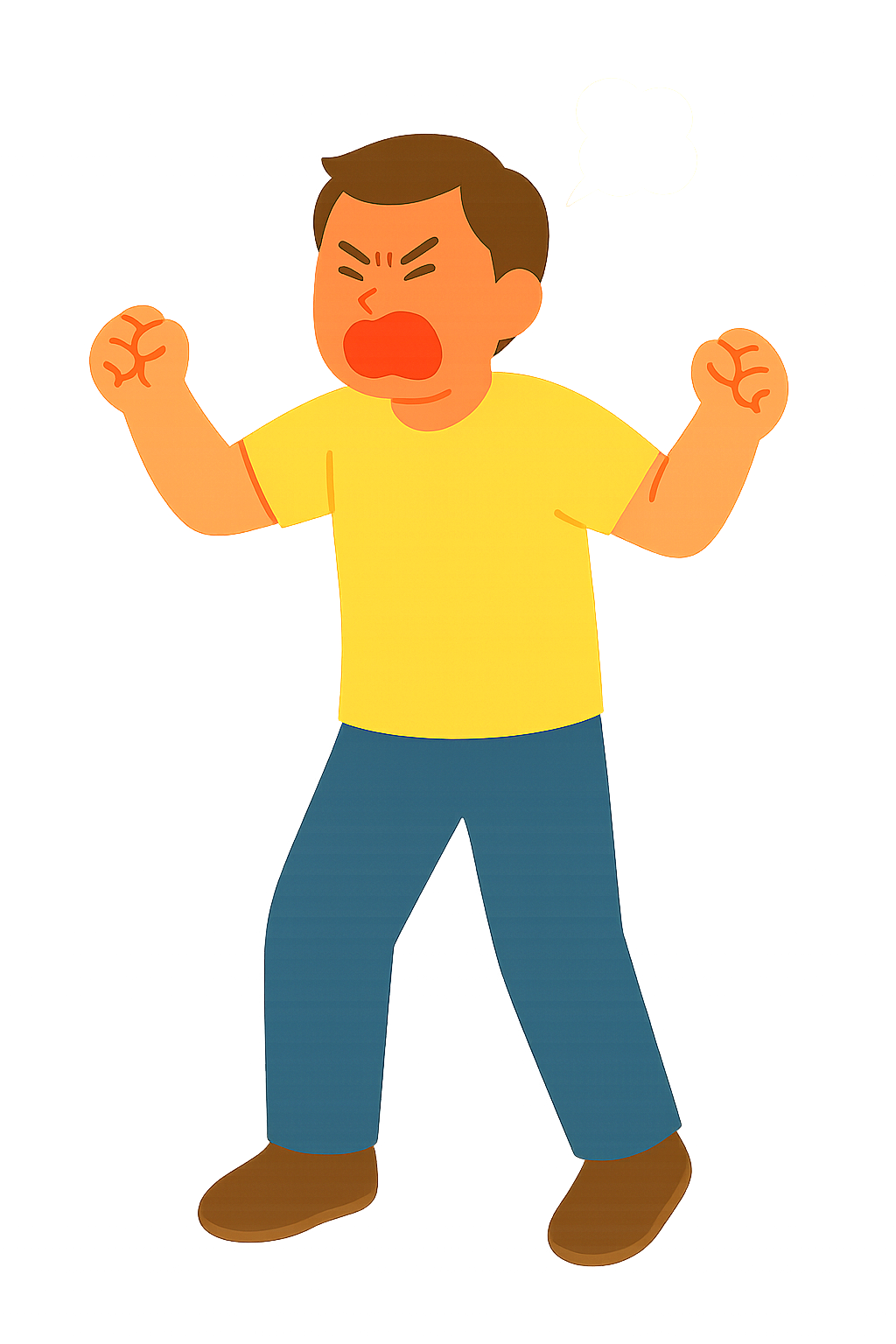 얼굴이 붉어지며 소리치는 모습