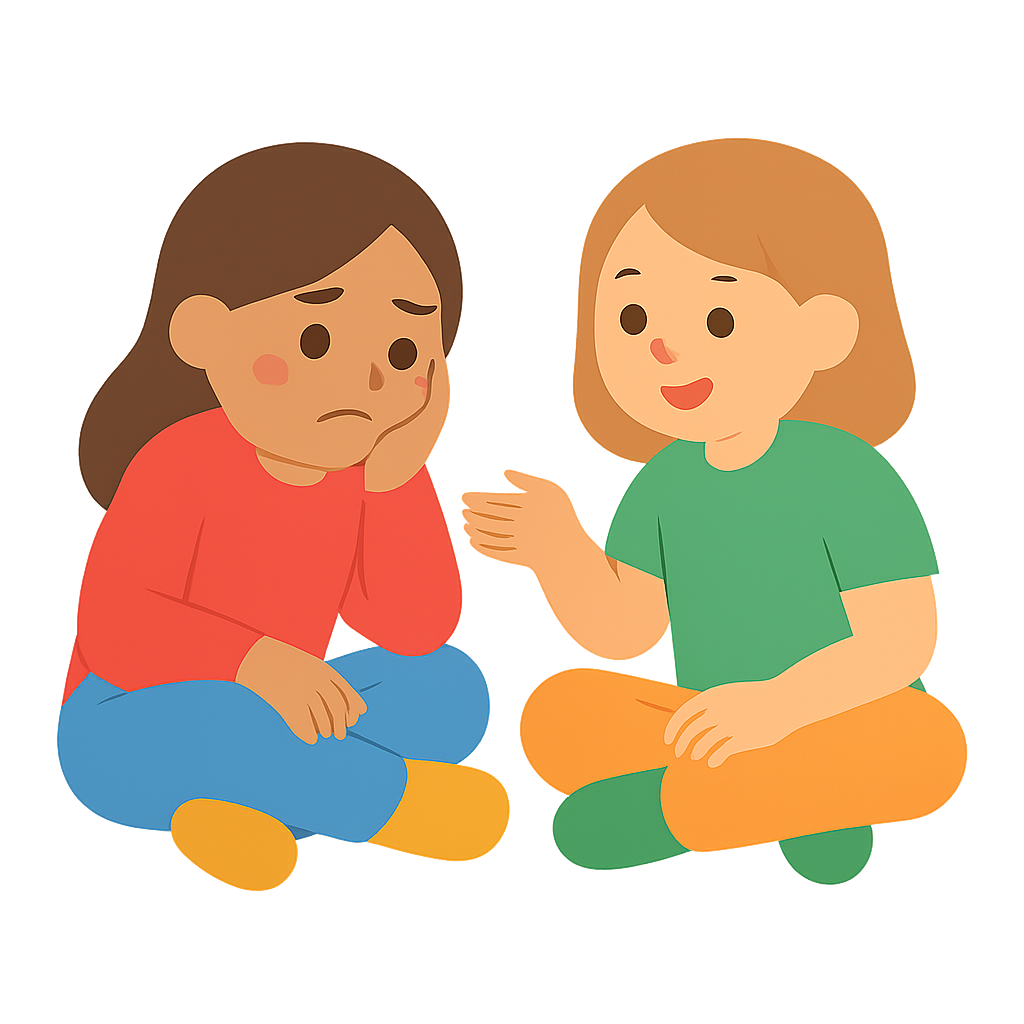 친구 고민을 들어주는모습