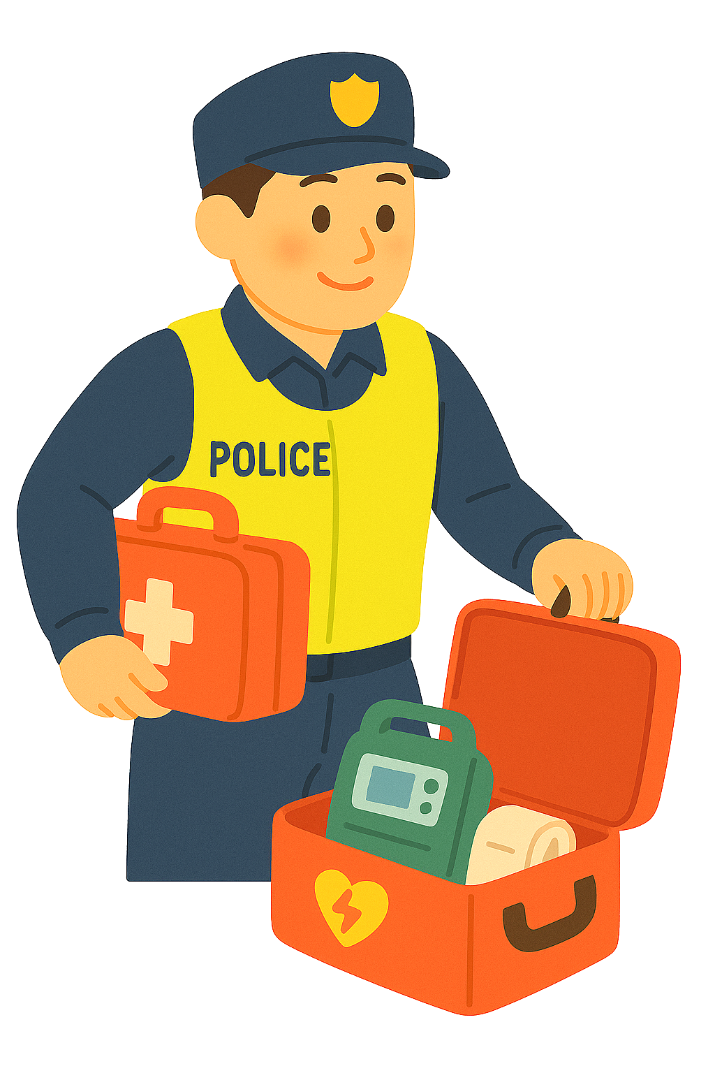 구금장비를 챙기는 응급대응경찰