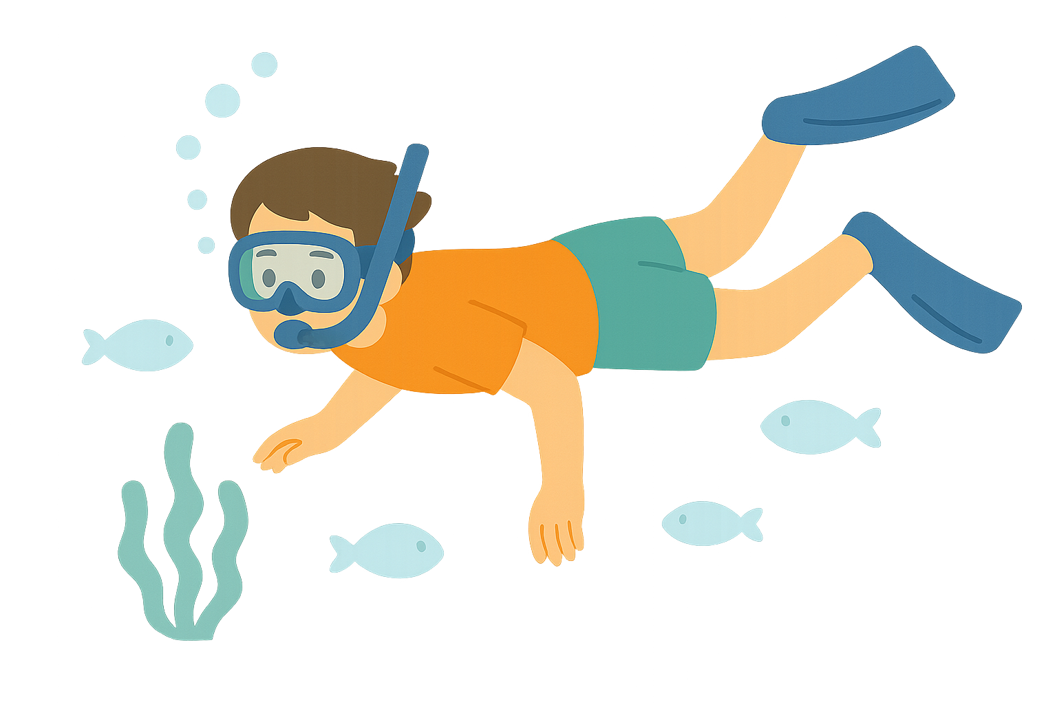 물속에서 스노쿨링하는모습