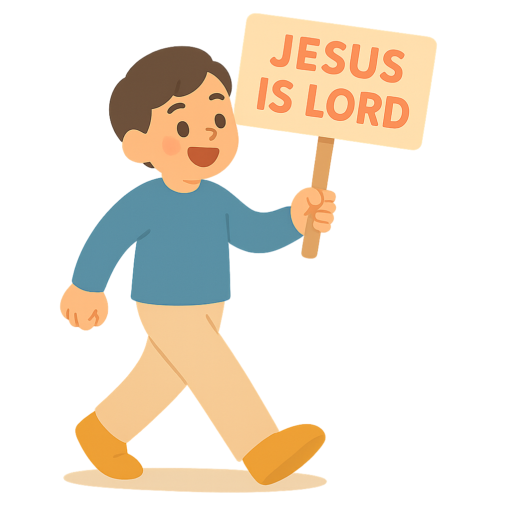 말씀 푯말을 들고 전도하는모습