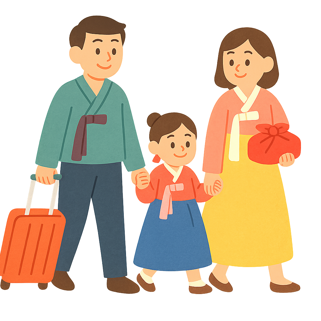 가족이 귀성길에 오르는 모습