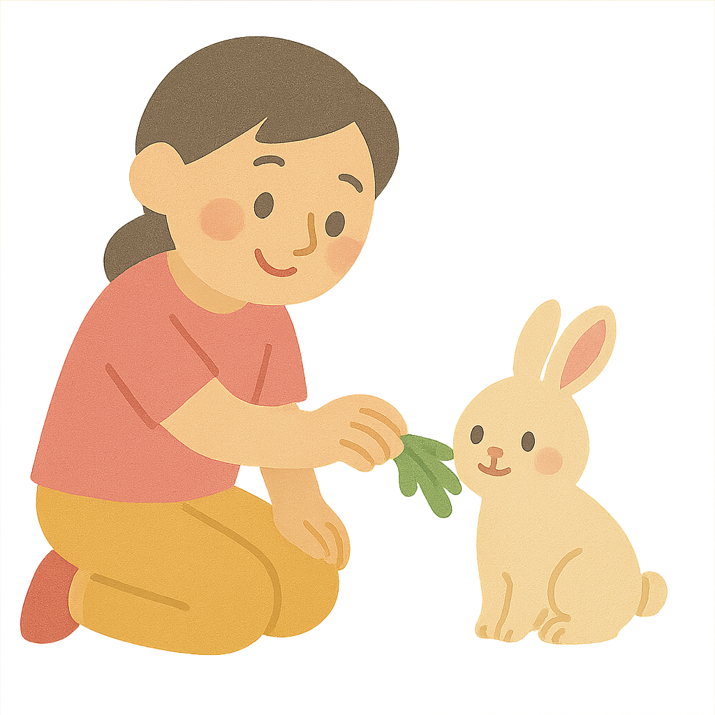 미니토끼에게 간식주기