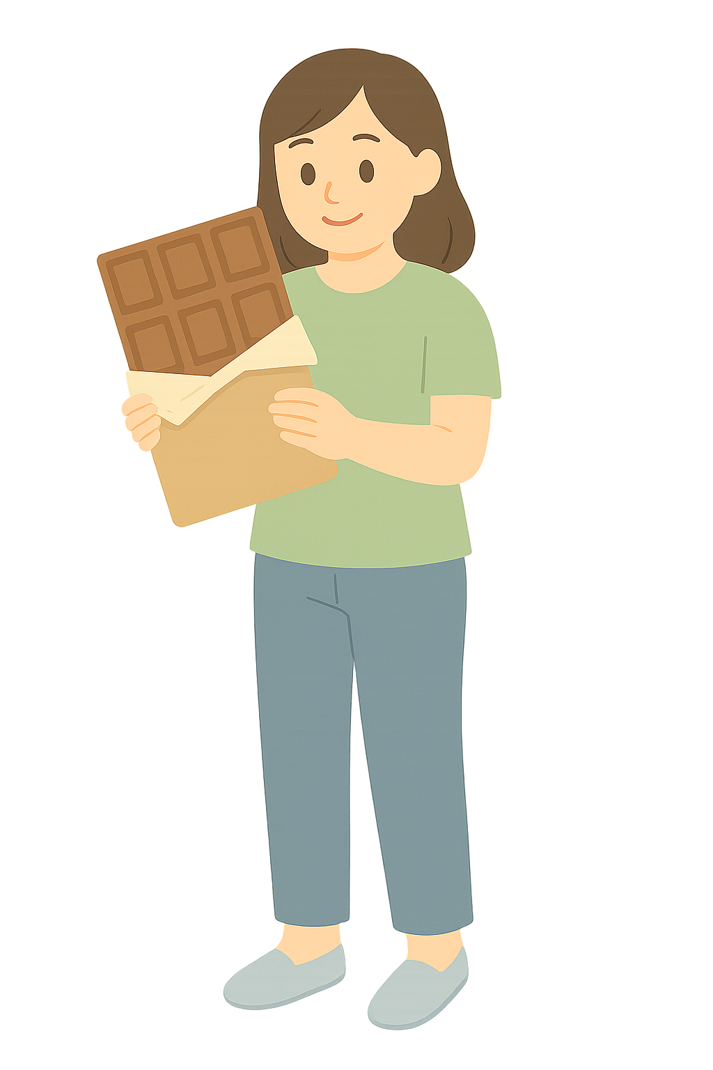 커다란 초콜릿을 들고있는 모습