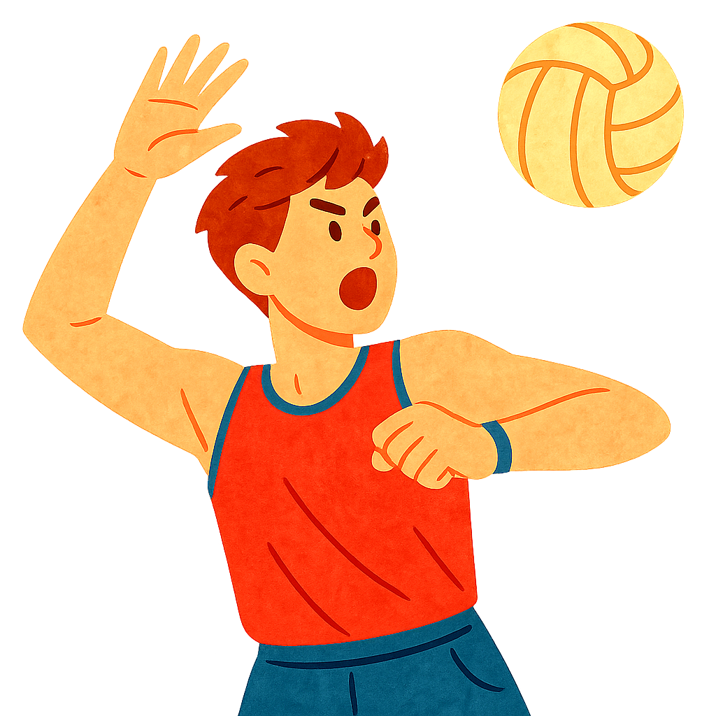 배구선수가 공을 강력히 스파이크하기