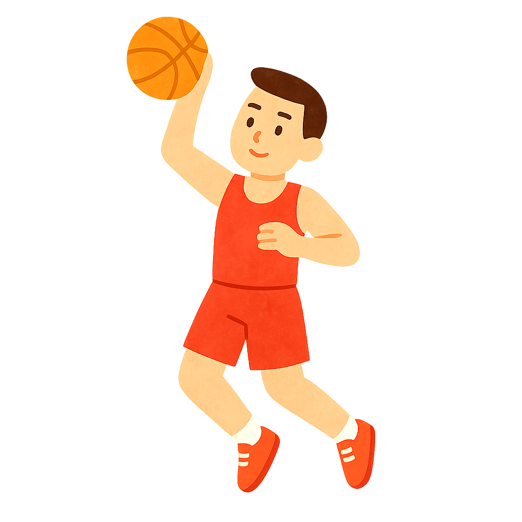 농구선수가 공을 점프하며 덩크하기