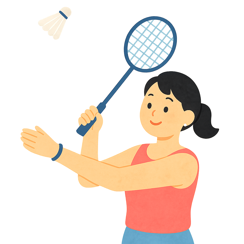 배드민턴 선수가 셔틀콕을 높이치기