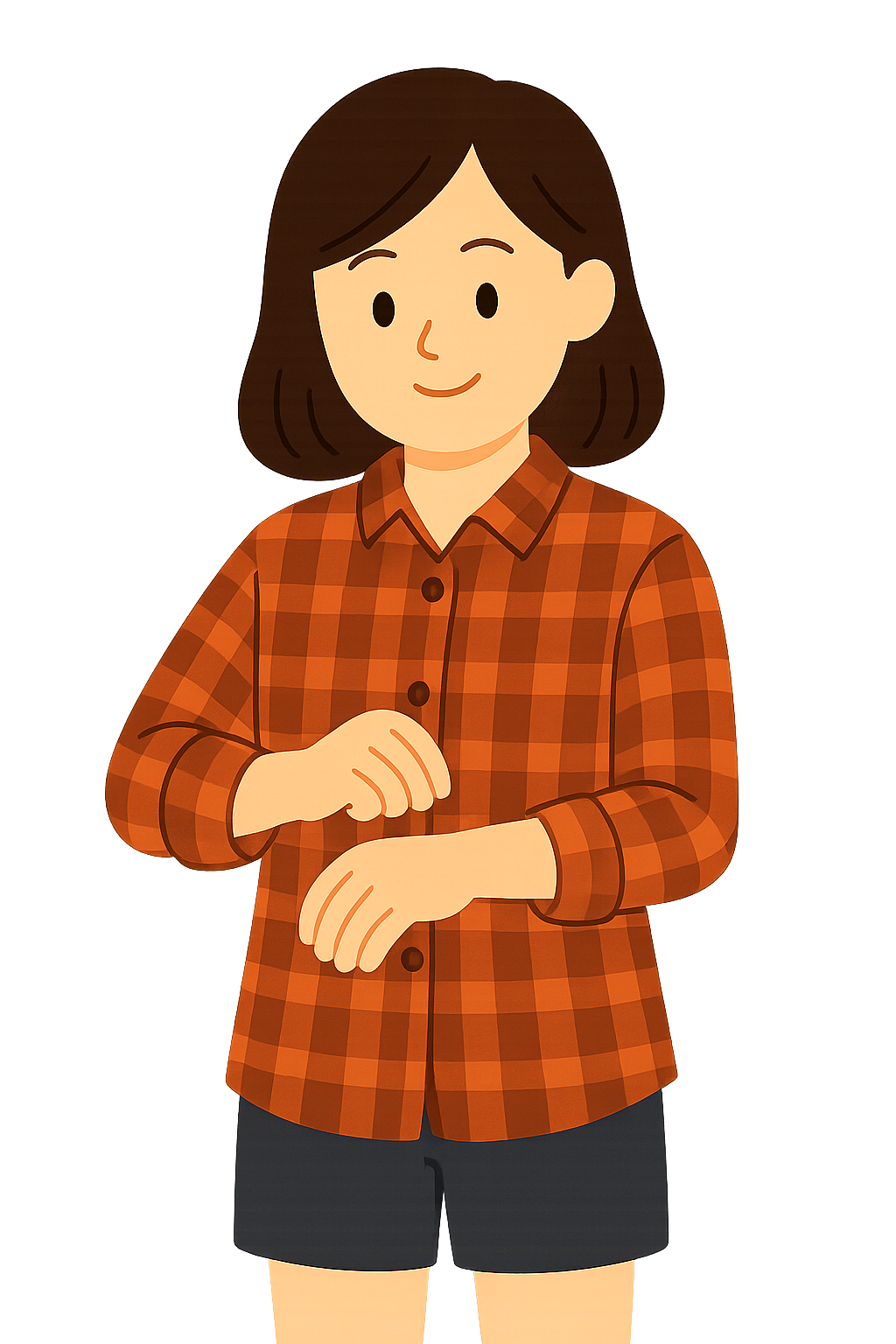 체크셔츠입고 소매접기