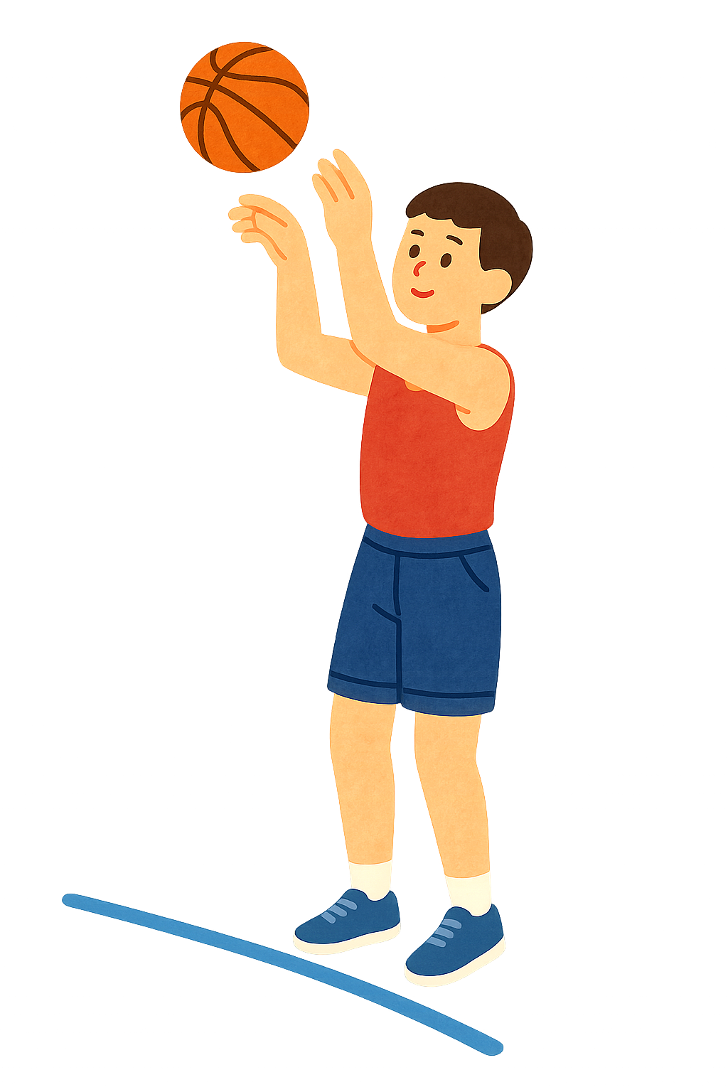 농구선수가 공을 자유투 라인에서 던지기