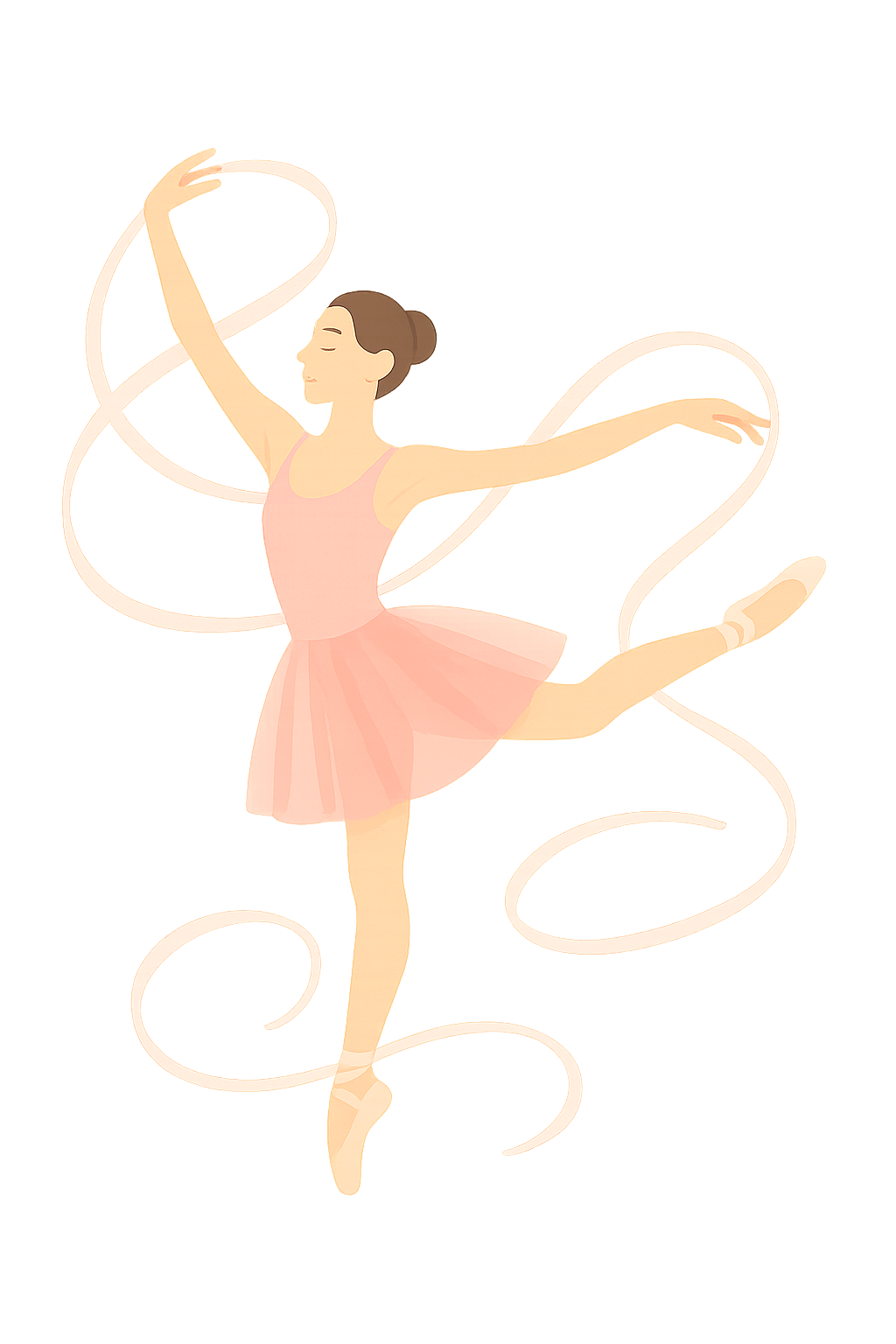 리본과함께 섬세한 포즈를 취한 발레리나