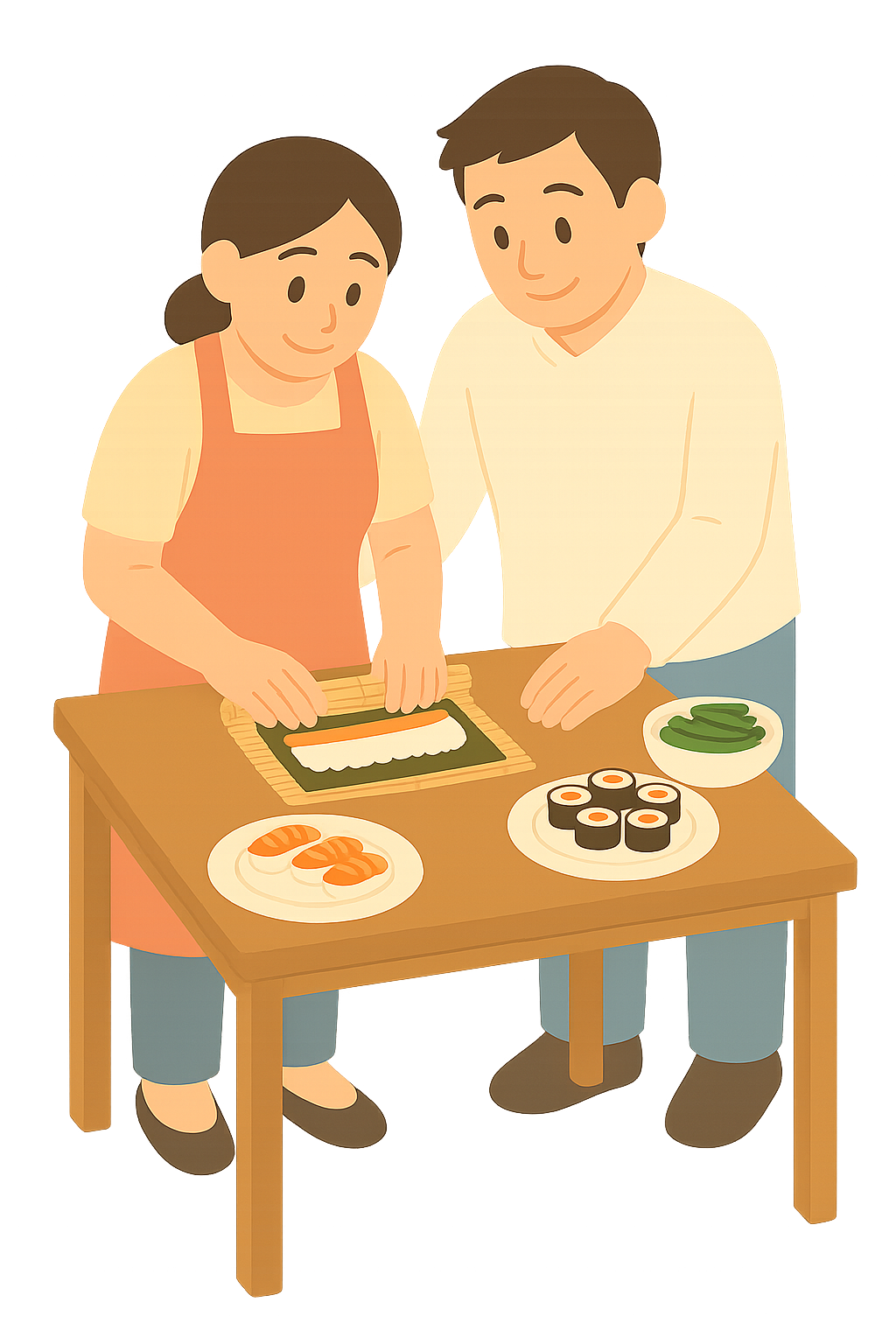 함께 김밥만드는 커플