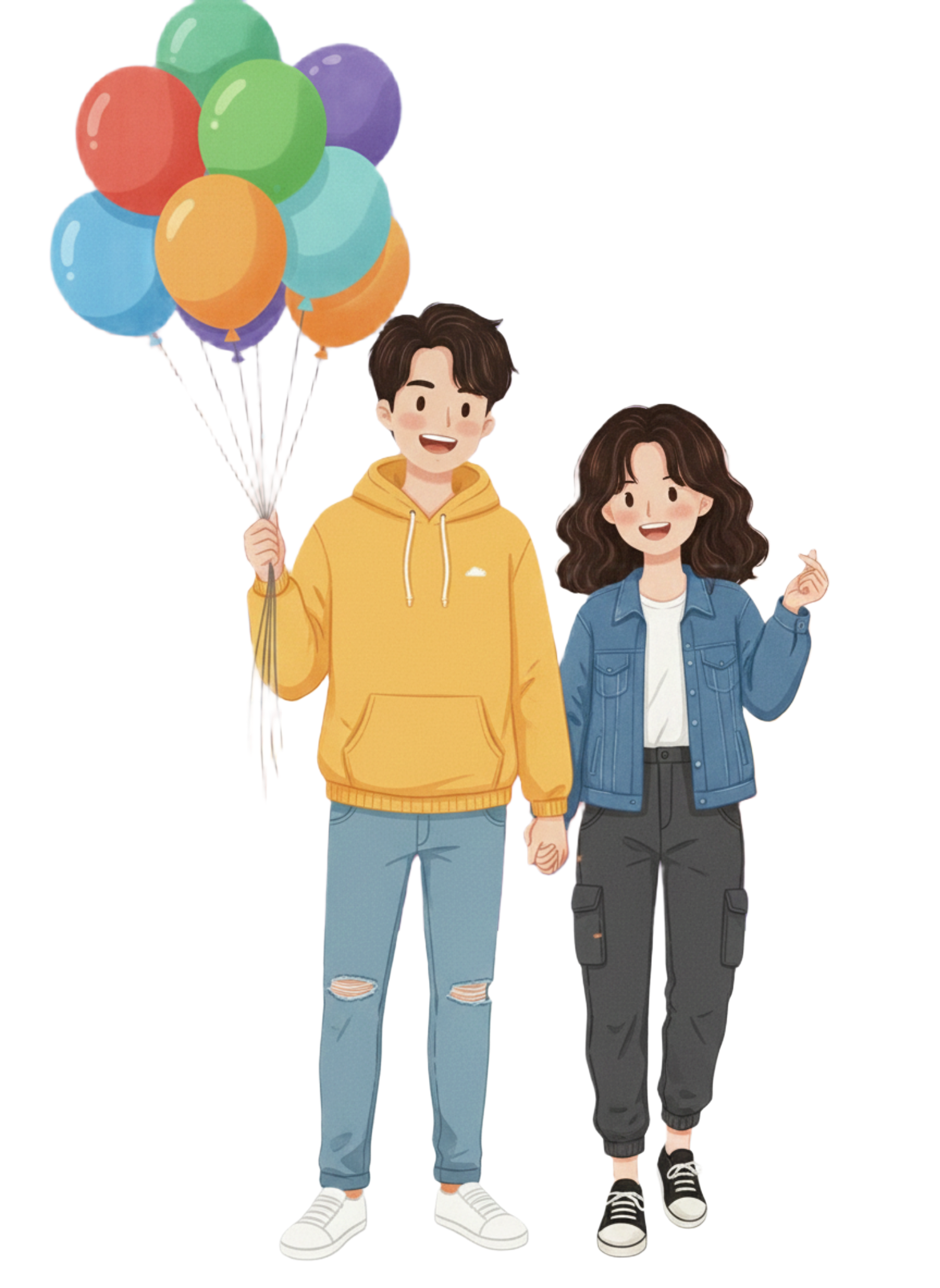 놀이공원에서 풍선들고 웃는 모습