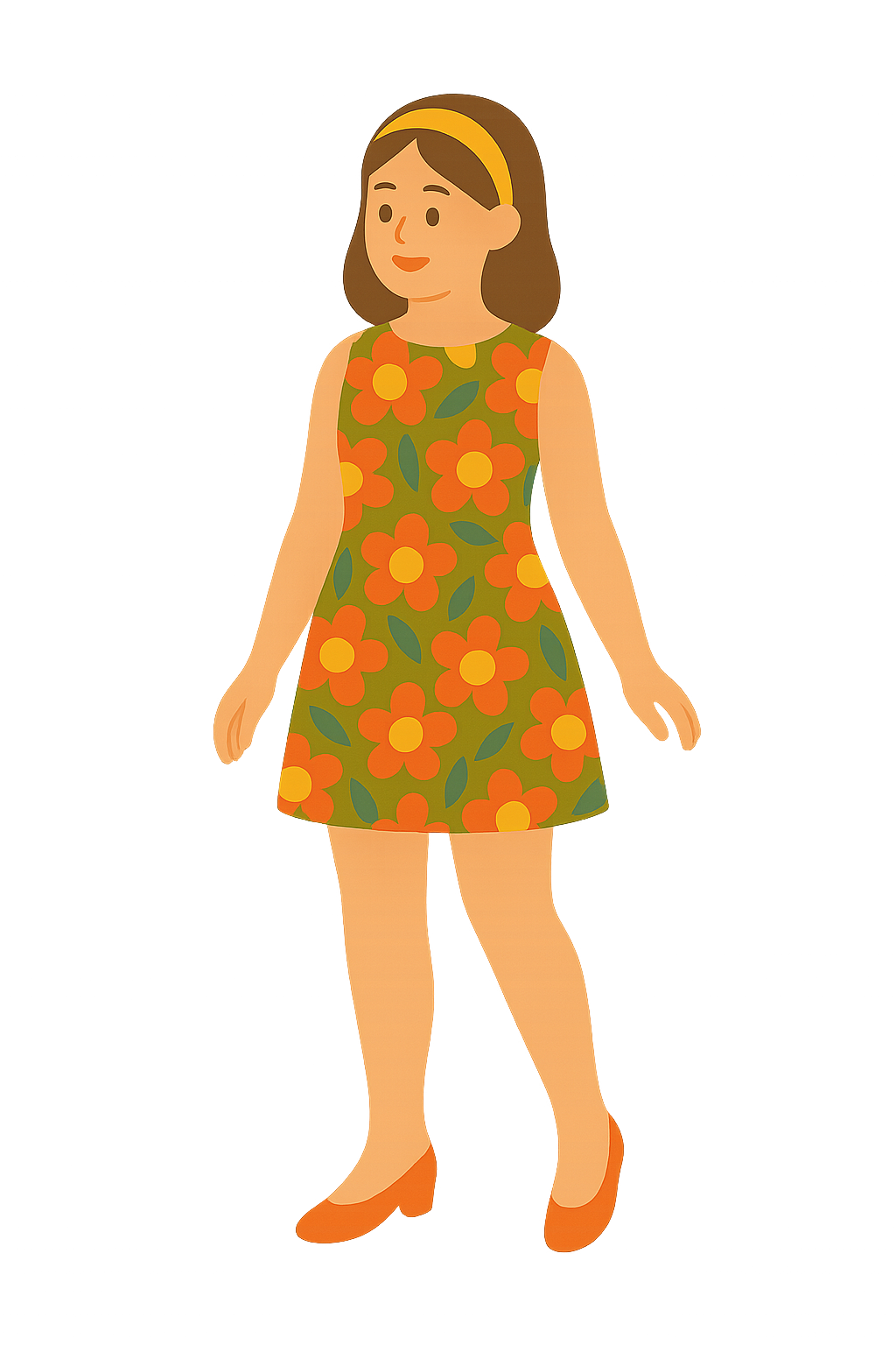 볼드 패션의 60년대 빈티지 미니드레스 입은 모습