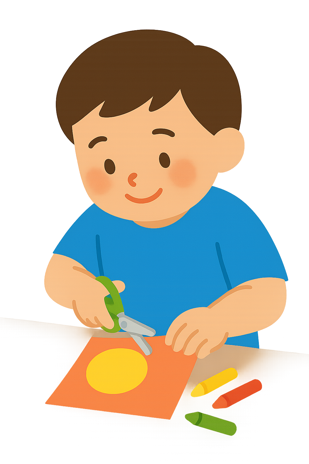 가위로 도형을 자르는 장면