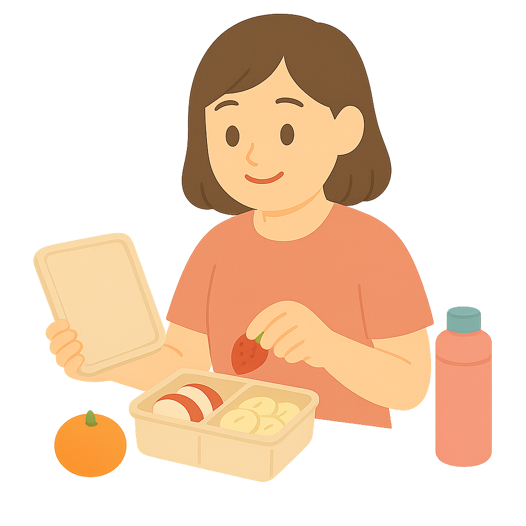 과일 도시락 준비하는 모습
