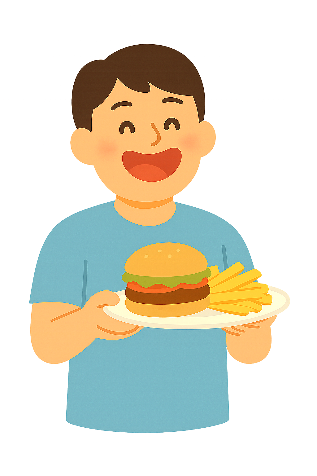 먹방하며 웃는 표정으로 음식들고있는 모습