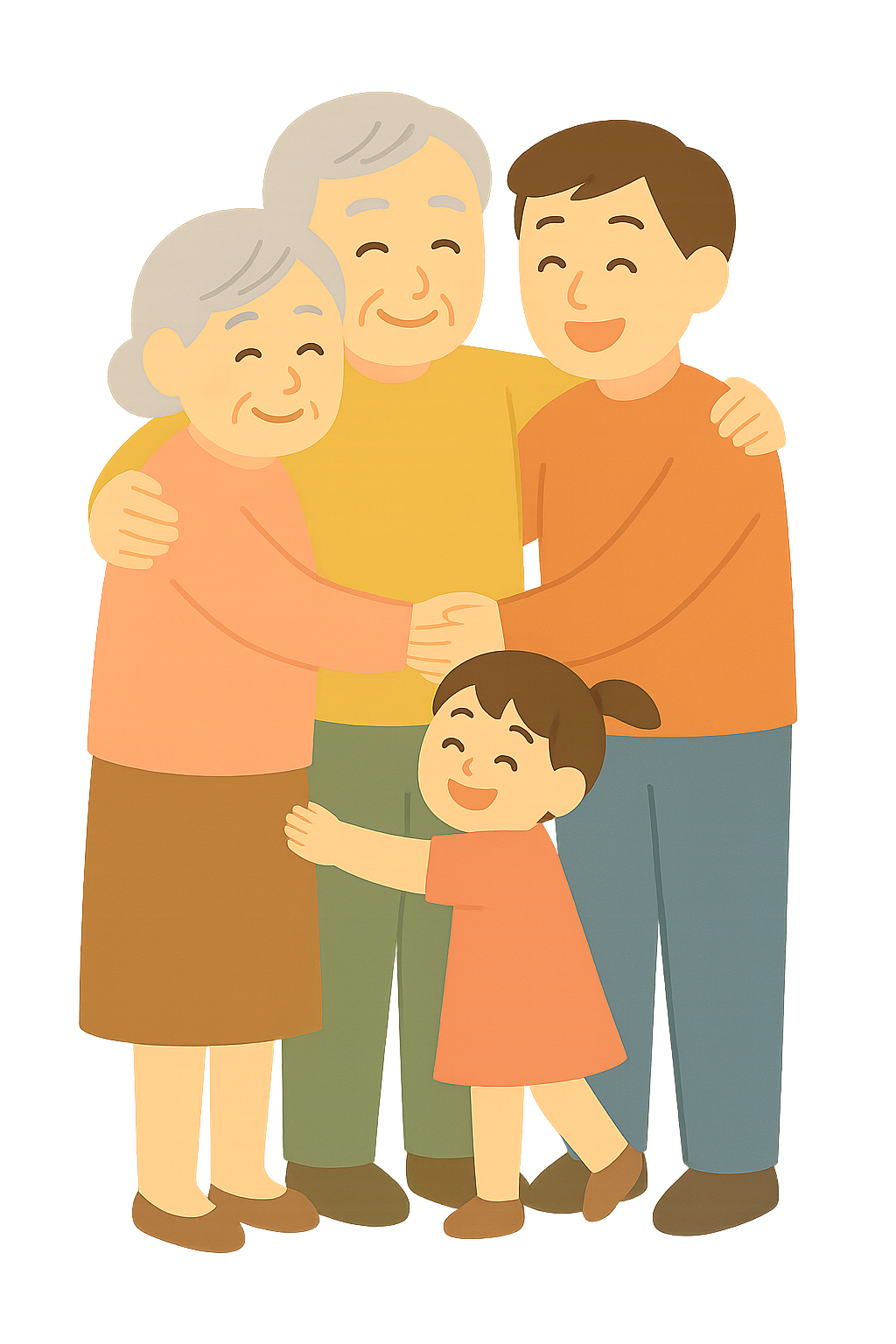 가족끼리 안아주는 포즈