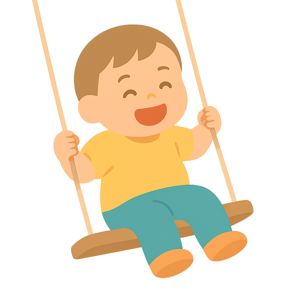 그네를 타며 웃는 유아